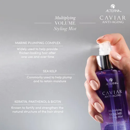 Vista 5 de Alterna Caviar Anti-Envejecimiento Multiplicación Volumen Styling Mist, 5 onzas, Para Cabello Fino, Delgado, Agarre Ligero, Libre de Sulfato
