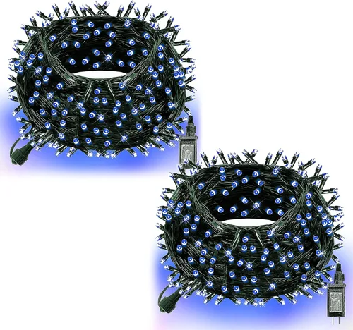 Vista 21 de Dazzle Bright - Guirnalda de luces de Navidad para exteriores, 1000 luces LED de 328 pies, enchufe de luz de hada con control remoto, 8 modos