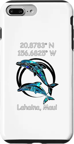 Vista 9 de Funda para iPhone 14 Longitud y Latitud de Lahaina Maui Tribal Dolphins