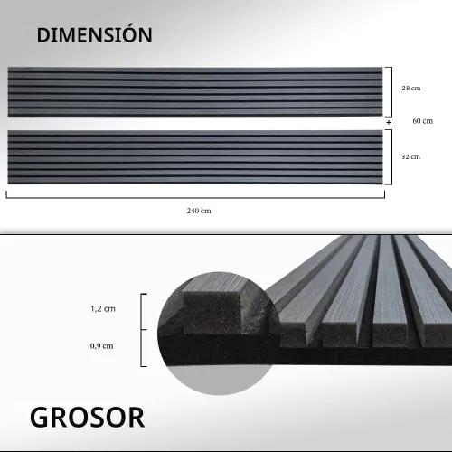 Vista 3 de Paneles de Pared de Listones de Madera Acústica Acanalados con Absorción de Sonido 3D Paneles de Pared para Decoración de Pared Interior Panel