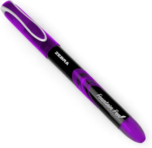 Vista 3 de Zebra Fuente - Pluma estilográfica desechable, tinta morada, paquete de 6