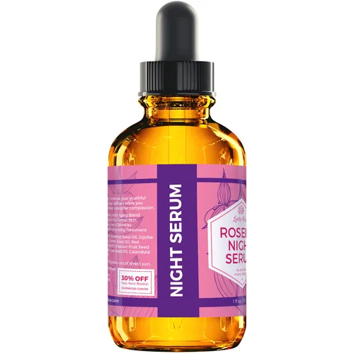Vista 5 de Leven Rose Aceite de rosa mosqueta suero facial de noche, 100% puro orgánico natural suero de aceite de rosa mosqueta para piel seca, 1 onza