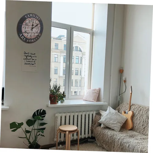 Vista 8 de ULTECHNOVO Retro Arabic Numeral Wall Clock Black Silent Non-Ticking Decorative Hanging Clock for Home Living Bedroom Modern Simple Wall Decor