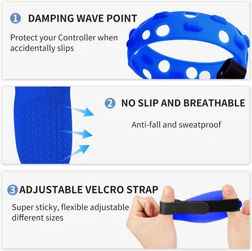 Vista 5 de Juego de funda de silicona para Oculus Quest 2, funda protectora que incluye cubierta frontal y cubierta de agarre del controlador, cubierta