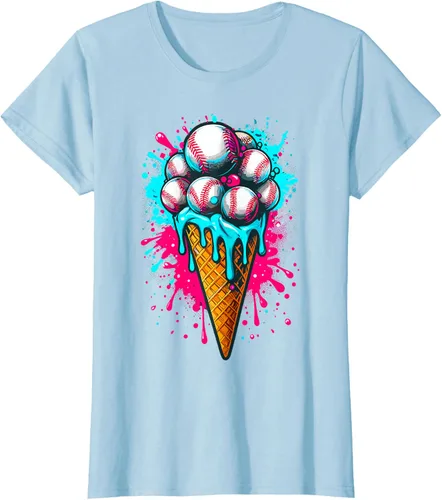 Vista 21 de Camiseta de béisbol de acuarela de helado de béisbol