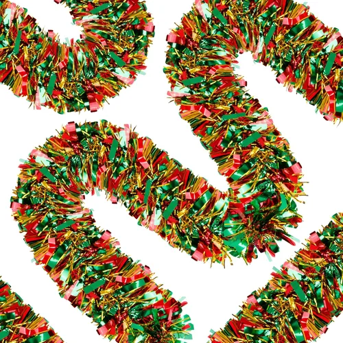 Vista 8 de Guirnalda de oropel de Navidad de 33 pies, guirnalda gruesa de oropel para decoración del árbol de Navidad, guirnalda metálica para Navidad