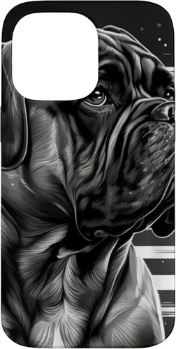 Vista 21 de iPhone 16 Bullmastiff Dog Black And White American Flag Bullmastiff Case