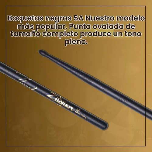 Vista 2 de Avedis Zildjian Company 5A - Baquetas negras para tambor