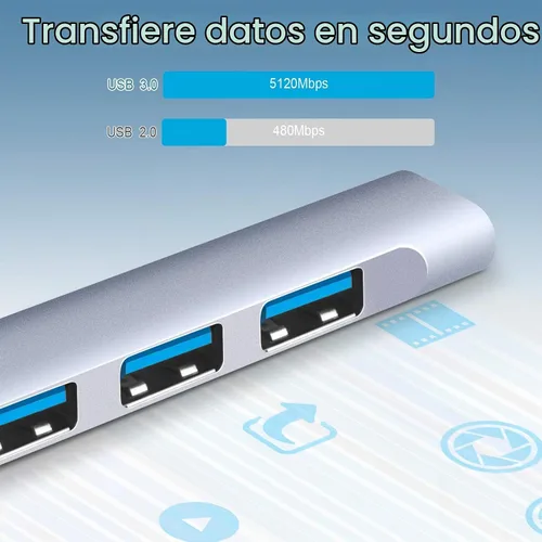 Vista 4 de Divisor de puerto USB de 4 puertos: expansor de puerto USB