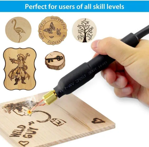 Vista 26 de ele ELEOPTION Kit de herramientas de manualidades de doble boca para pirografía de 110 V, kit de máquina de pirografía láser multifunción con 2