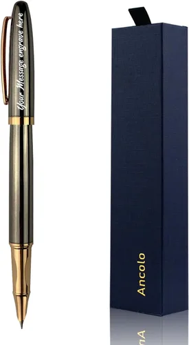Vista 8 de Ancolo Pluma estilográfica de negocios de lujo personalizada con caja de bolígrafo, bolígrafos de calidad, cuerpo de metal, personalizado