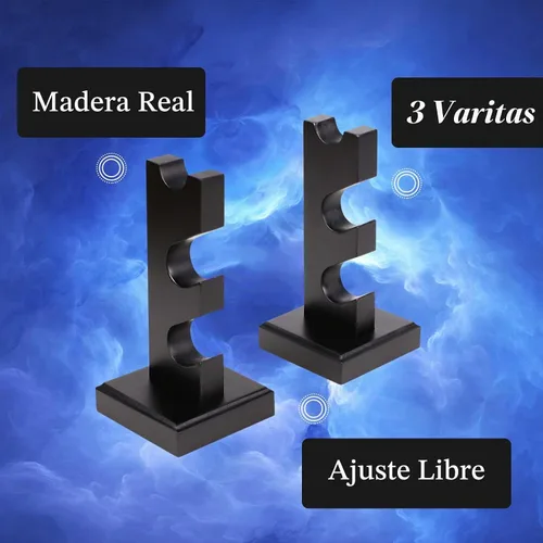 Vista 3 de ChampWe Soporte de exhibición de varita de mago, soporte de varitas mágicas de madera, 3 niveles para colección, color negro