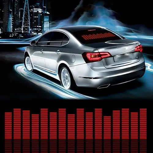 Vista 11 de Pegatinas adhesivas para auto con luces LED brillantes, sensor de sonido y música, ecualizador, ritmo, lámpara de voz, flash de audio, 90 x 25 cm