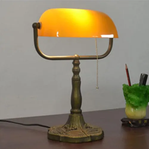 Vista 6 de Lámpara de mesa tradicional de Bankers, luces de escritorio de lectura para dormitorio, mesita de noche, oficina, interruptor de cadena, base