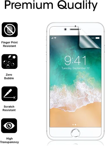Vista 2 de amFilm Protector de pantalla para Apple iPhone SE 2 (2020 2nd)/SE 3 (2022 3rd), iPhone 8,7, 6S y 6 HD transparente, película flexible, compatible