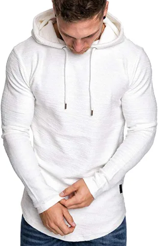Vista 6 de Moderna sudadera deportiva de vellón con capucha, para hombres, jersey de lana unicolor sin botones.