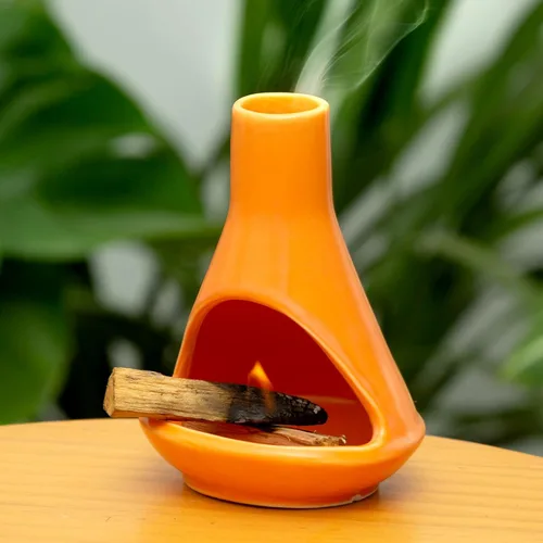 Vista 13 de MOUGIGI Porta Incienso Artesanal de Palo Santo - Quemador de Incienso Cerámico - Tamaño Compacto para Espacio de Meditación - Quema Palo Santo