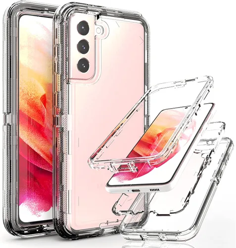 Vista 11 de Funda resistente 3 en 1 para Galaxy S21 (no para S21 Plus), con película de TPU flexible y película de lente de cámara, paquete de 2 fundas