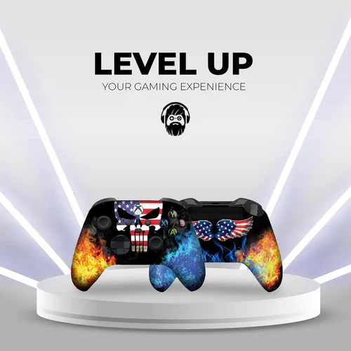 Vista 6 de DreamController Americcan Warrior Skull Custom X-box Controller Wireless compatible with X-box One/Series X/S Proudly Customized in USA with