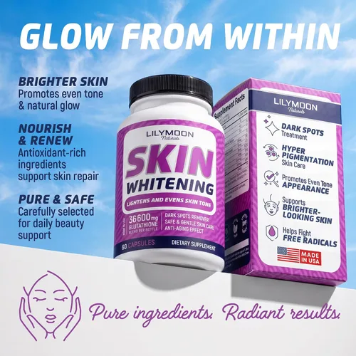 Vista 2 de LILYMOON Píldoras Blanqueadoras de Glutatión Píldoras para Blanquear la Piel - Fórmula para Blanquear la Piel - Píldoras de Glutatión para Blanquear