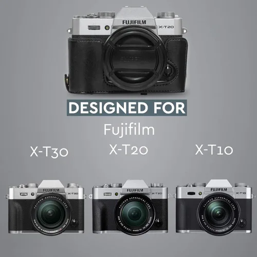 Vista 8 de MegaGear MG981 Ever Ready - Funda de piel para cámara y correa para Fujifilm X-T30, X-T20, X-T10 (lentes de 0.630-1.969 in/0.709-2.165 in)