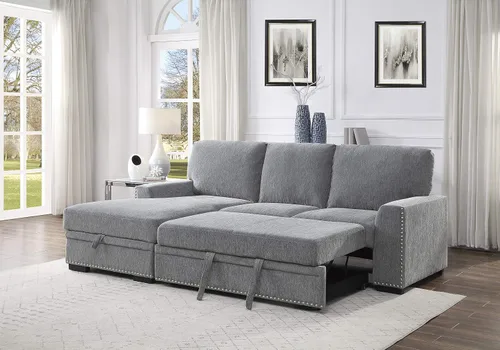 Vista 24 de Lexicon Sofá cama seccional moderno de mediados de siglo con diván de almacenamiento, sofá seccional extraíble, sofá seccional para sala de estar