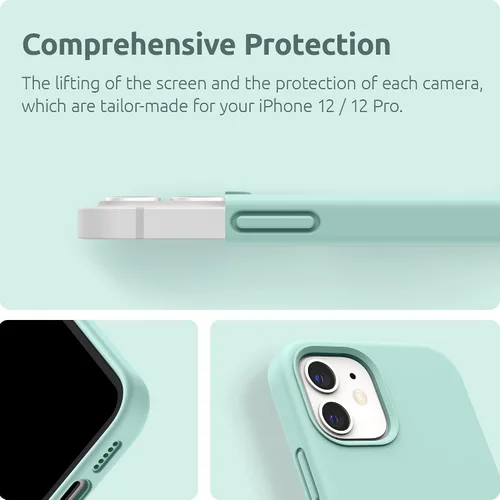 Vista 7 de SURPHY Diseñada para iPhone 12 y iPhone 12 Pro de 6.1 pulgadas, funda gruesa de silicona líquida (con forro de microfibra) para iPhone 12 y 12 Pro