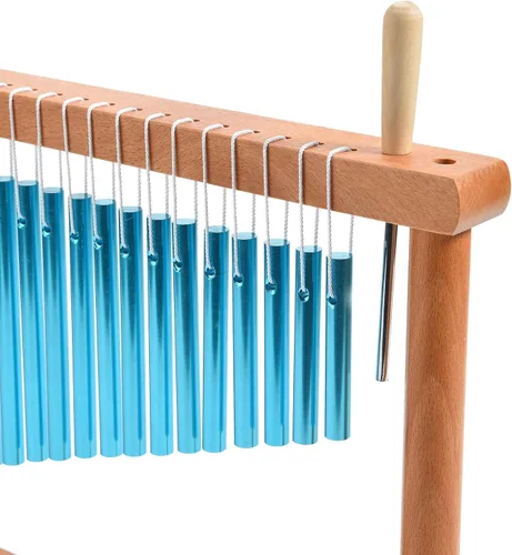 Vista 3 de Campana de Viento de Mesa de 20 Tonos, Campanilla, Instrumento de Percusión Musical con Mazo, Azul