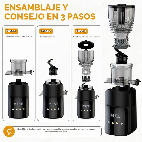 Vista 6 de COFUN Exprimidor de prensa en frío 2 en 1, máquinas de exprimidor lento