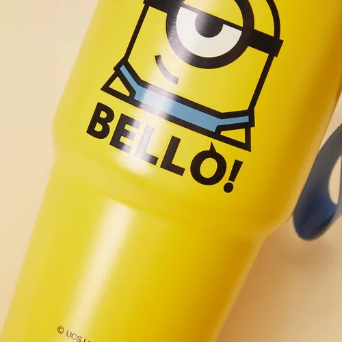 Vista 5 de MINISO Minions - Vaso de viaje de acero inoxidable de 17 onzas con correa, botella de agua aislada al vacío con tapa y soporte para taza de café