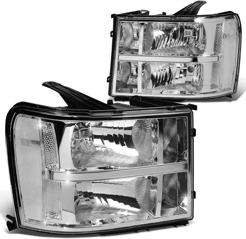 Vista 14 de DNA MOTORING Juego de ensamble de faros compatible con GMC Sierra 1500 de 2007-2013/Sierra 2500 HD y 3500 HD de 2014, Negro/Transparente, Negro Claro