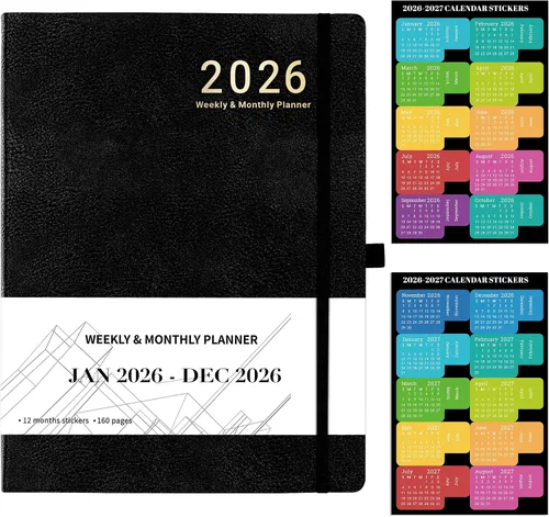 Vista 9 de Artfan Agenda 2026 – enero 2026 – diciembre 2026, planificador semanal y mensual, agenda de calendario, planificador de cubierta de cuero