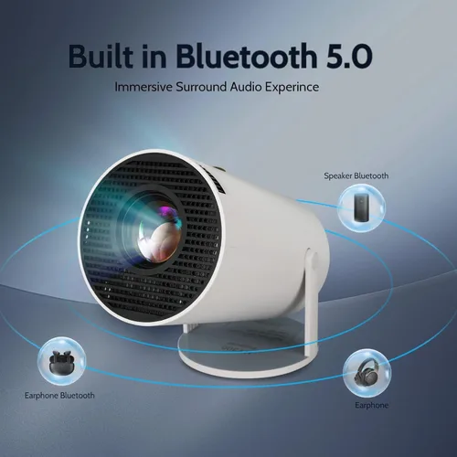 Vista 6 de Mini proyector con WIFI 6 y Bluetooth, soporte 4K 1080P Proyector portátil giratorio de 180° Proyector de película de pantalla de 130 pulgadas