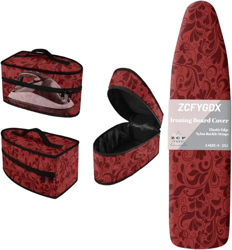 Vista 6 de Juego de funda para tabla de planchar 2 en 1 con correas de nailon y funda de hierro, funda protectora resistente a las manchas de 15 x 48 pulgadas