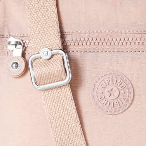 Vista 4 de Kipling Keefe - Bolso cruzado para mujer, bolso ligero para uso diario, bolso de hombro de nailon, Rosa brillante