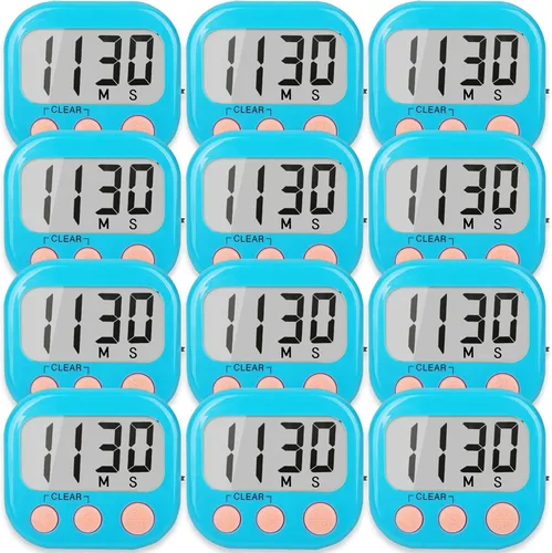 Vista 23 de Paquete de 2 temporizadores de cocina con anillo ruidoso, temporizadores digitales para cocinar magnéticos, color azul