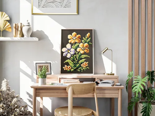 Vista 2 de Póster de flores de arte retro para videojuegos, póster de juegos de flores, decoración de pared floral de los años 90, estética de arcada retro