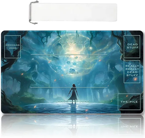 Vista 28 de Tapete de juego MTG cosido de alta calidad con zonas y parte trasera de goma antideslizante, tapete de juego TCG para MTG y otros juegos de cartas