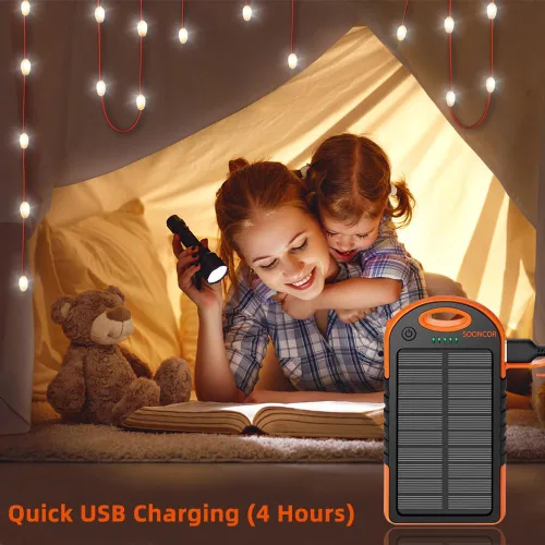Vista 3 de Tira de luces para interiores y exteriores con cargador de panel solar, impermeable, recargable, 17 luces LED, desmontables de 30 pies de largo, 7