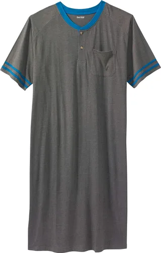 Vista 15 de KingSize Camisón Henley de manga corta para hombre grande y alto Gris Caliente Carbón