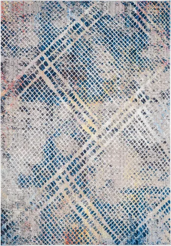 Vista 8 de SAFAVIEH Monray Collection - Alfombra decorativa de 3 x 5 pies, azul y multicolor, diseño moderno abstracto envejecido, no desprende pelusa