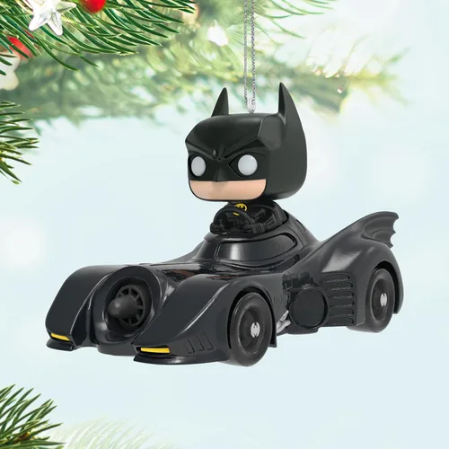 Vista 6 de Hallmark Keepsake Adorno de Navidad 2024, DC 1989 Batman en su Batmobile Funko POP!, regalos de superhéroes