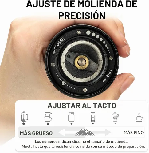 Vista 3 de COLETTI Molinillo de café manual Crag – Molinillo de café manual – Molinillo de mano de precisión de fresas CNC, resistente para viajes, camping