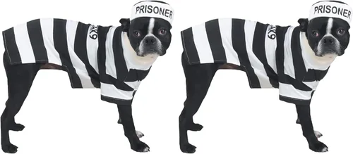Vista 7 de Disfraz canino de carcelero casual para mascota., XXL, Blanco y Negro