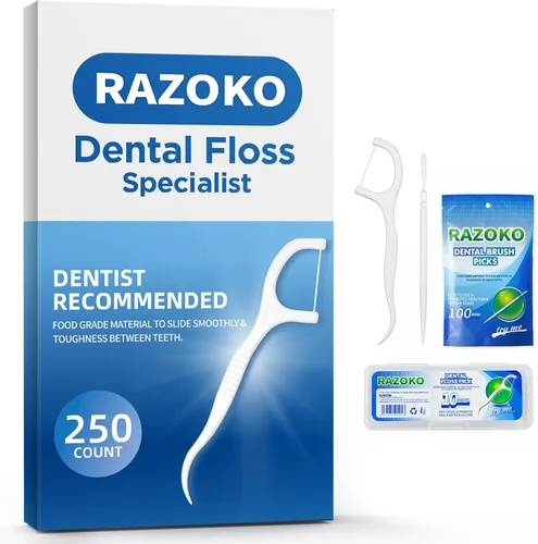 Vista 6 de RAZOKO Estuche portátil de hilo dental, almacenamiento de 10 púas de hilo dental en caja, dispensador de púas de hilo dental para limpieza