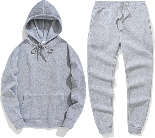 Vista 3 de WZPIMT Conjunto deportivo unisex de 2 piezas para mujeres y hombres, sudadera de manga larga con capucha y pantalones deportivos con bolsillos