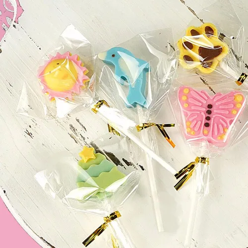 Vista 3 de 100 palitos para pastel de 5.9 pulgadas, 100 bolsas para tartas (5.9 x 3.1 pulgadas), 100 lazos metálicos dorados, para hacer paletas de bricolaje