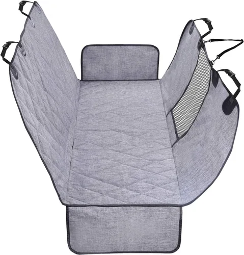 Vista 10 de VIVAGLORY Funda de asiento de perro para asiento trasero, ventana visual de malla con correa adicional y hebillas para mayor seguridad, fundas
