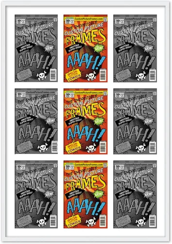 Vista 20 de Marco de cómic negro con alfombrilla negra para cómics de la Edad Dorada