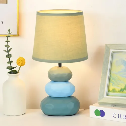 Vista 8 de BERO - Lámpara de mesa pequeña blanca para sala de estar como lámpara de mesita de noche para dormitorio, lámpara de mesa moderna de cerámica